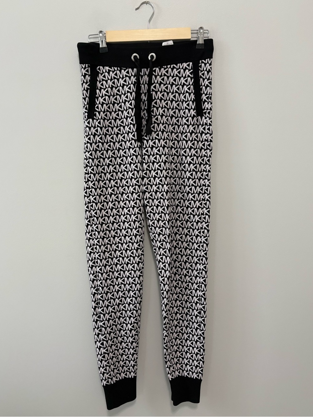 Michael Kors Black & White Logo Allover Drawstring Joggers